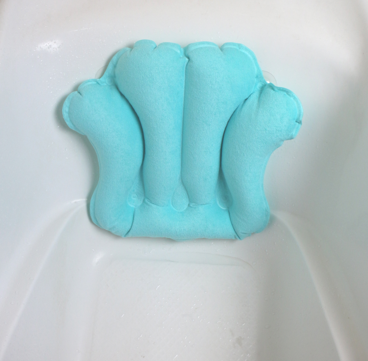 ObboMed HB-1200 Komfortables aufblasbares Frottee Muschel Spa Kopf-und Nackenkissen mit Saugnäpfen für die Badewanne – Bild 3