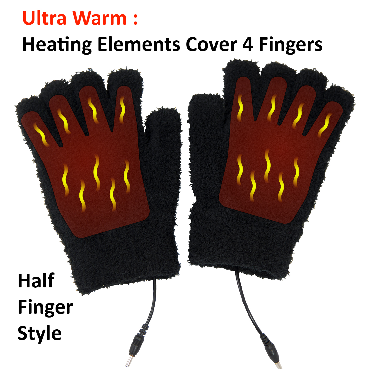 Obbomed MH-1020 USB 5V beheizbare Handschuhe mit neuesten Verbundheizelementen, halbe Finger, Unisex, universal passend