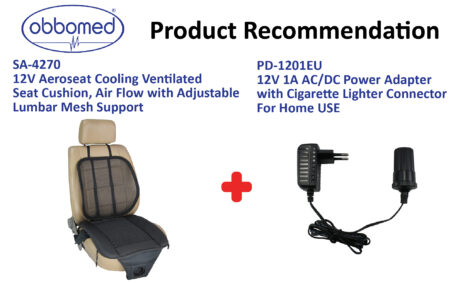 ObboMed® SA-4270 12V, Klimasitzauflage, Kühlung Ventilation Luftstrom Auto Sitz Ventilator Kissen Polster, mit verstellbarer Körperhaltung korriegierender Lenden Netz Stützung, Befestigung – Bild 2