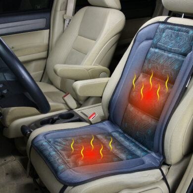 SH-4170C Beheizbare Sitzauflage12V, DE LUXE, für PKW und Transporter (grau mit Muster grun)