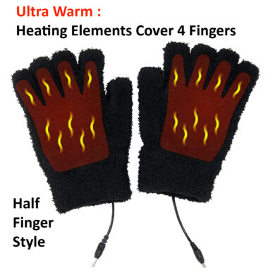 Obbomed MH-1020 USB 5V beheizbare Handschuhe mit neuesten Verbundheizelementen, halbe Finger, Unisex, universal passend